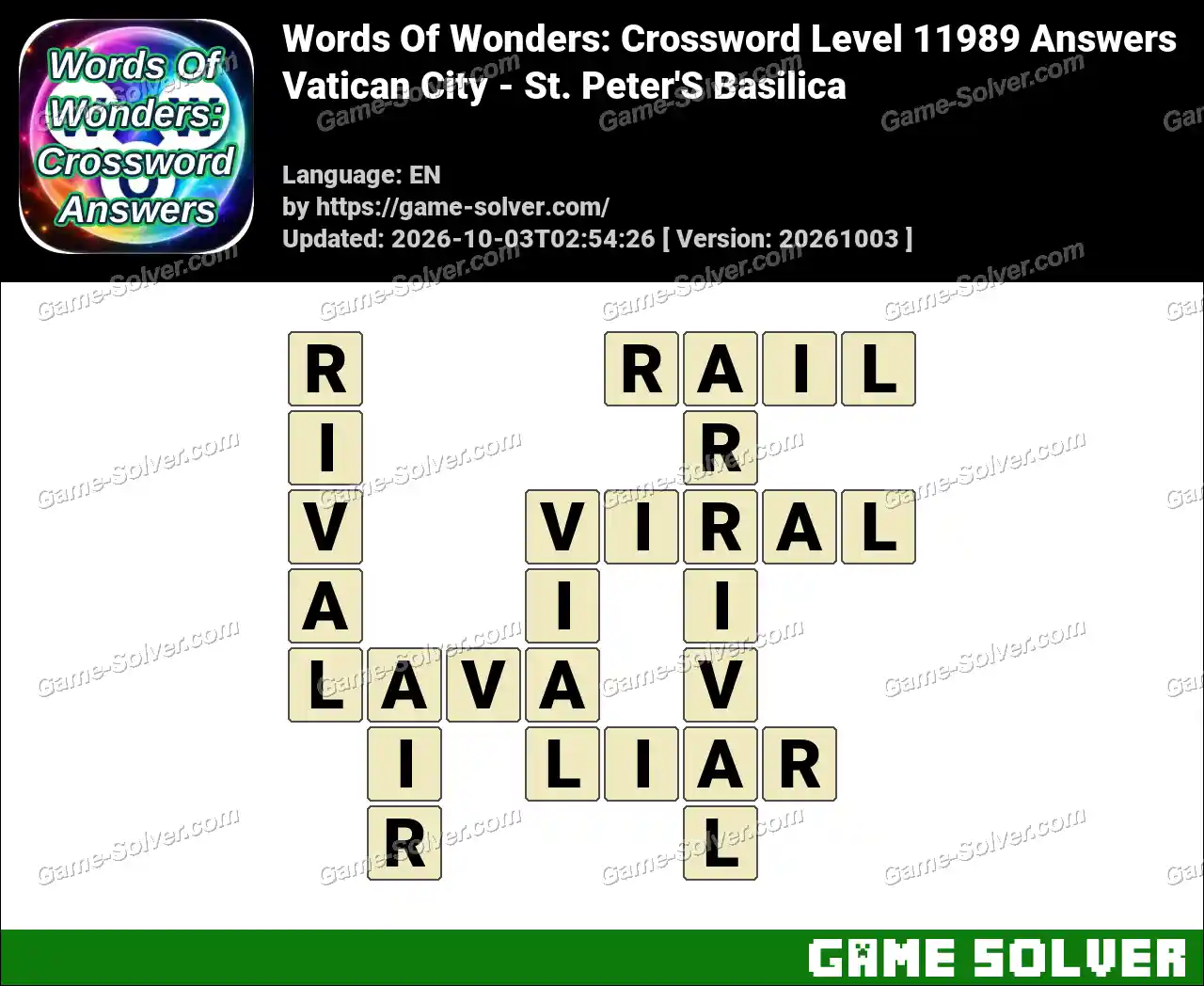 Words Of Wonders: Crossword Level 11989 Answers – Vatican City – St. Peter’S Basilica